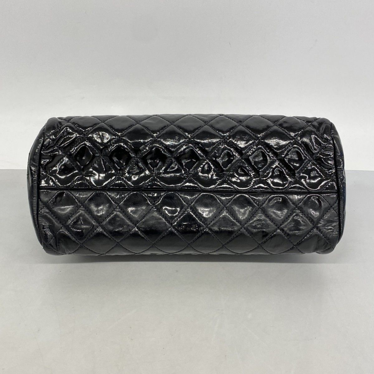 Chanel Shoulder Bag Mademoiselle Patent Leather Black Silver — view 3
