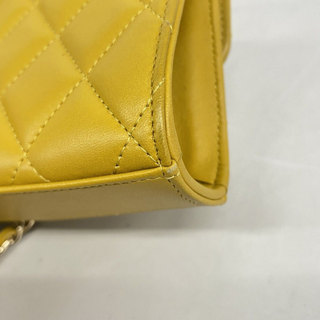 Chanel Handbag Mini Quilted Lambskin Yellow Champagne Gold 2-Way — view 6
