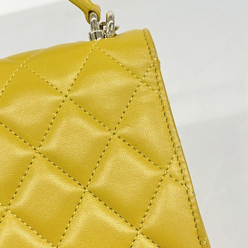 Chanel Handbag Mini Quilted Lambskin Yellow Champagne Gold 2-Way — view 8