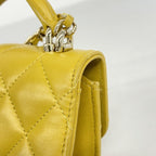 Chanel Handbag Mini Quilted Lambskin Yellow Champagne Gold 2-Way — view 7