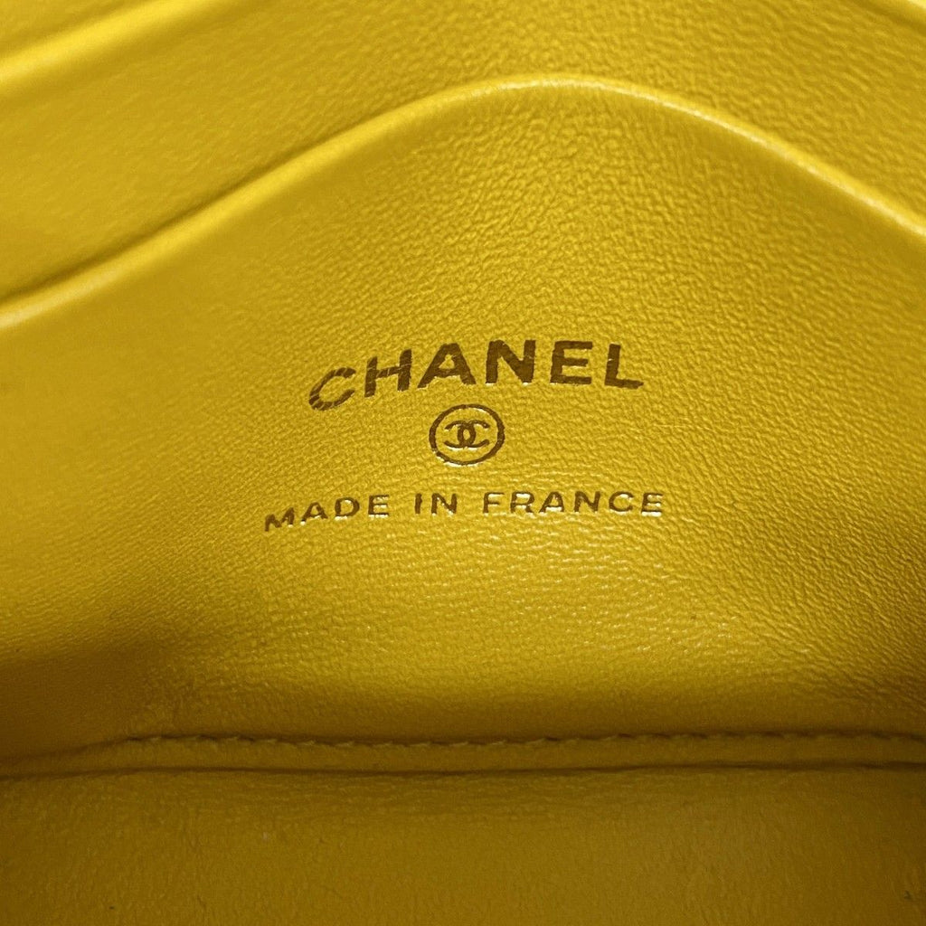 Chanel Handbag Mini Quilted Lambskin Yellow Champagne Gold 2-Way — view 5