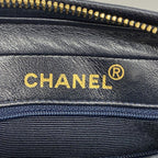 Chanel Shoulder Bag Quilted Caviar Leather Navy Gold — view 5