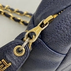 Chanel Shoulder Bag Quilted Caviar Leather Navy Gold — view 7