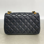 Chanel Shoulder Bag Mini Quilted Lambskin Black Gold — view 9