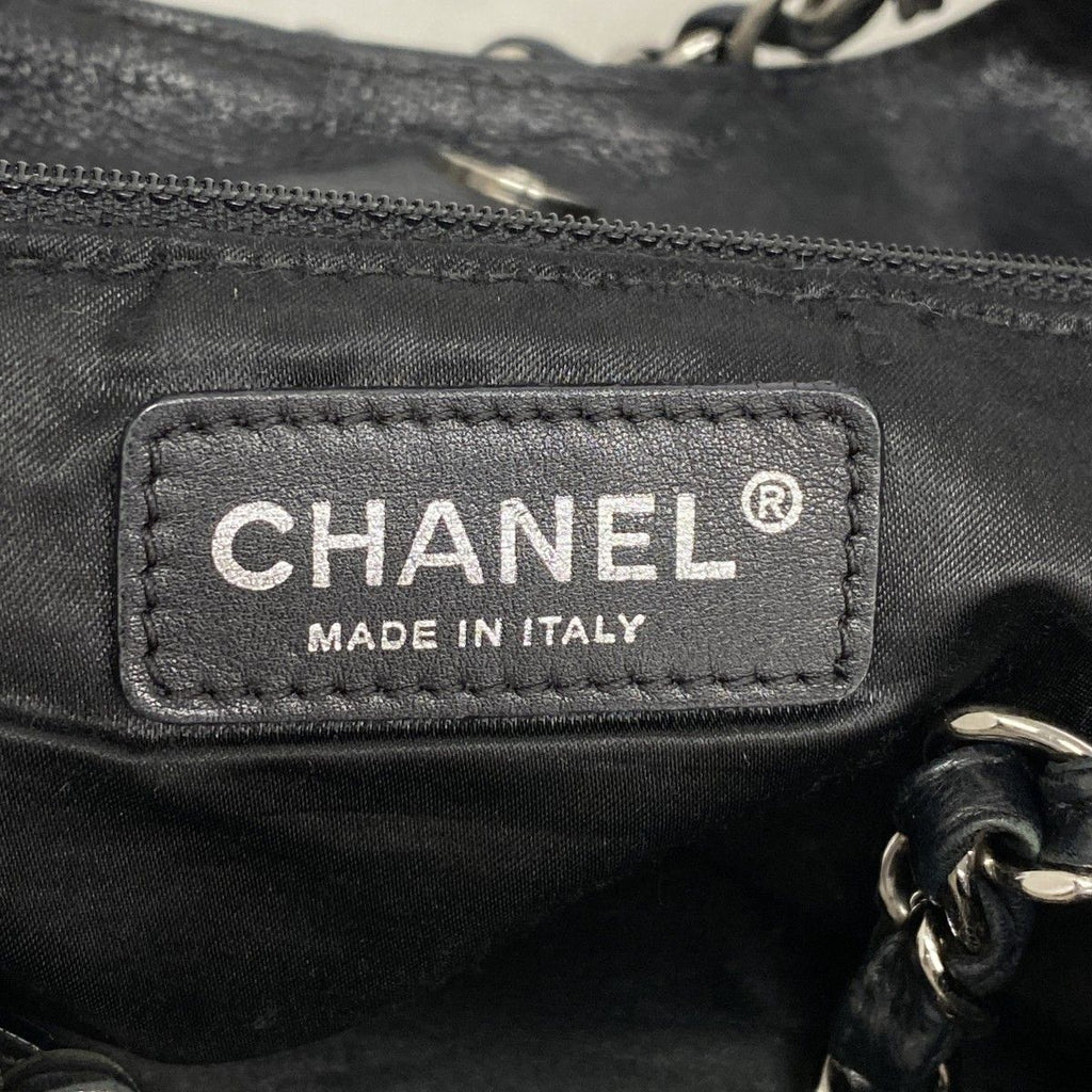 Chanel Chain Tote Coco Cabas Leather Black Silver — view 5