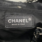 Chanel Chain Tote Coco Cabas Leather Black Silver — view 5