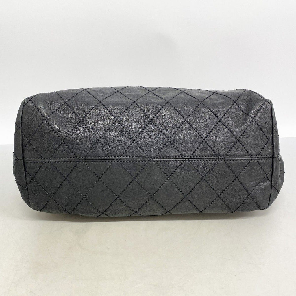 Chanel Chain Tote Coco Cabas Leather Black Silver — view 3