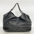 Chanel Chain Tote Coco Cabas Leather Black Silver — view 9