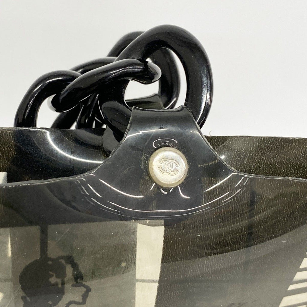 Chanel Chain Tote Windows Line Vinyl Black Clear Silver — view 9