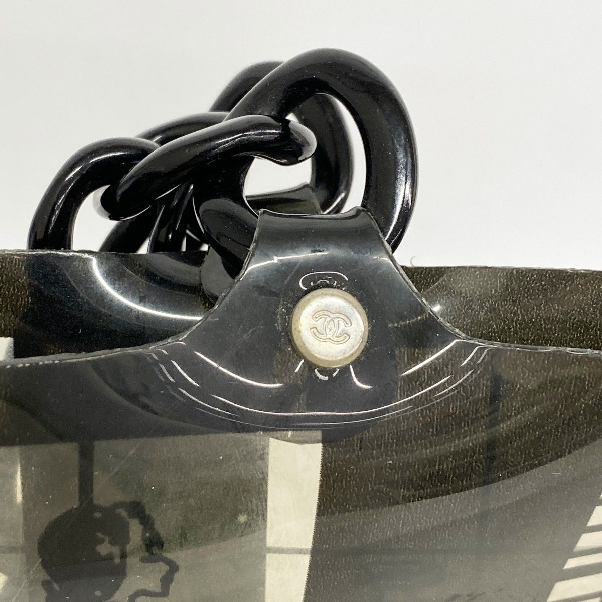 Chanel Chain Tote Windows Line Vinyl Black Clear Silver — view 9