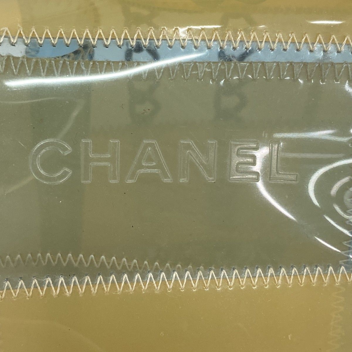 Chanel Shoulder Bag Chocolate Bar Vinyl Beige Blue Silver — view 5