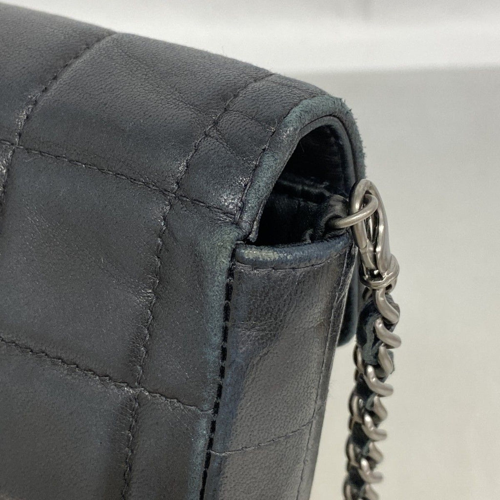 Chanel Shoulder Bag Choco Bar Lambskin Black Silver — view 6