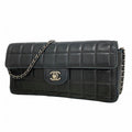 Chanel Shoulder Bag Choco Bar Lambskin Black Silver