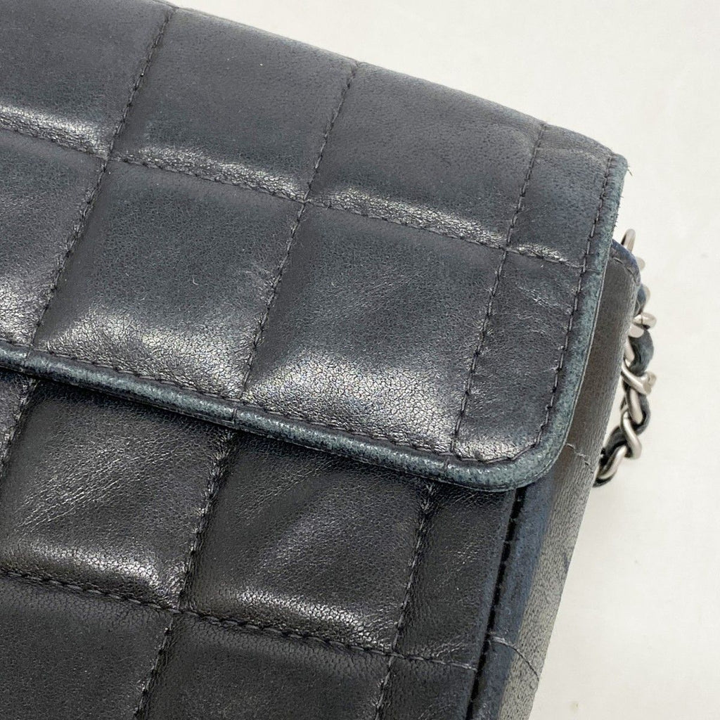 Chanel Shoulder Bag Choco Bar Lambskin Black Silver — view 8