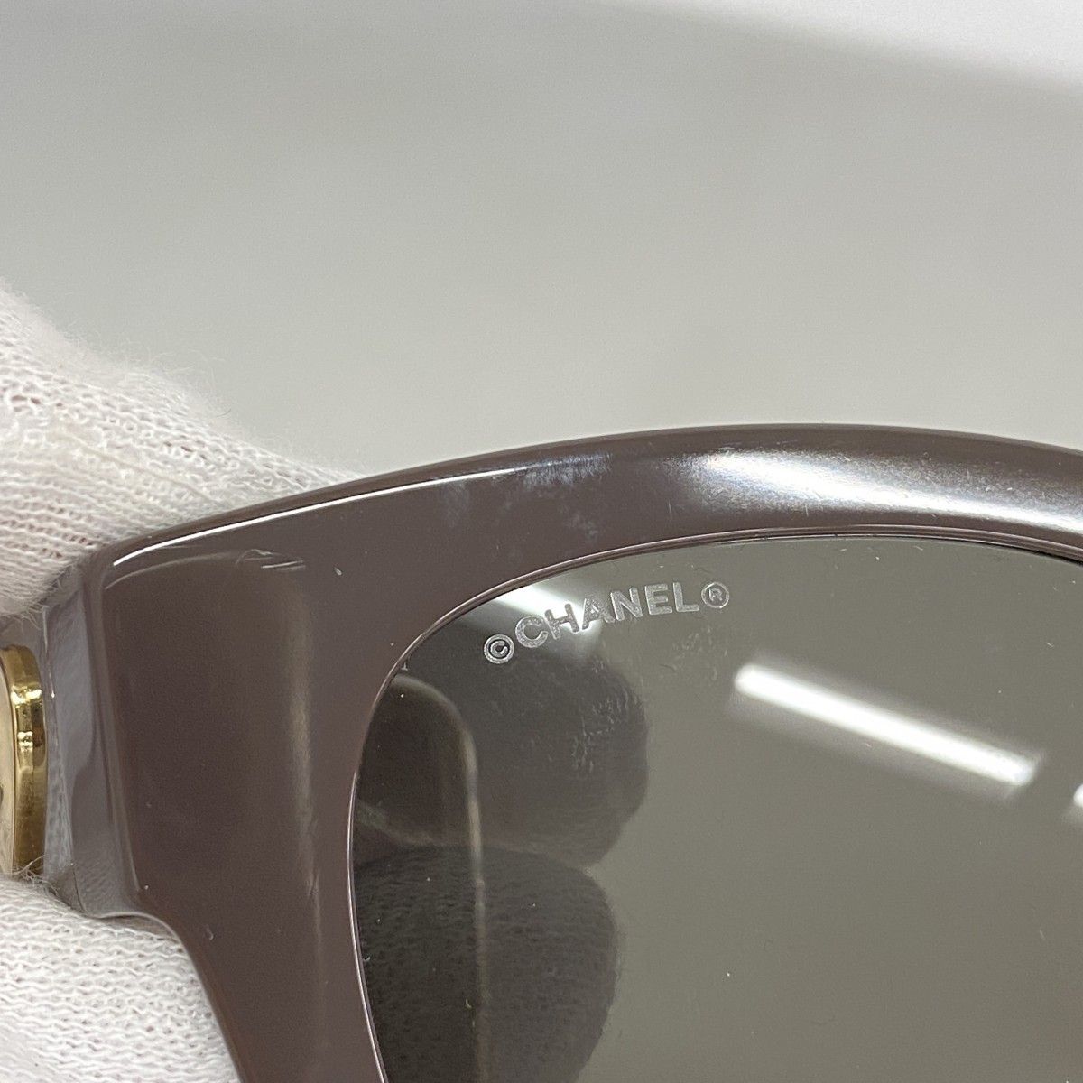 Chanel Sunglasses Acetate Brown Champagne Gold Eyewear — view 6