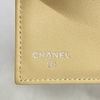 Chanel Trifold Wallet Quilted Lambskin Beige Silver — view 4