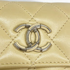 Chanel Trifold Wallet Quilted Lambskin Beige Silver — view 7