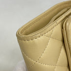 Chanel Trifold Wallet Quilted Lambskin Beige Silver — view 6