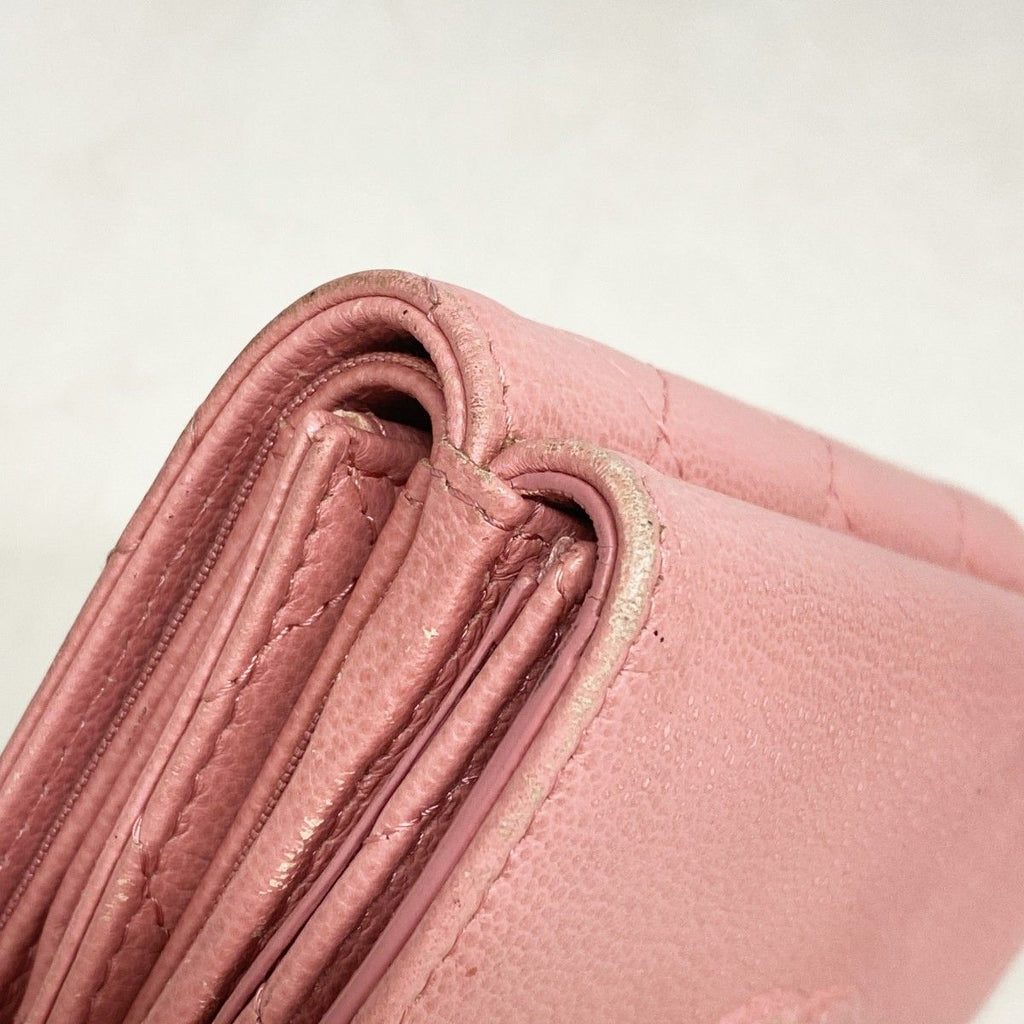 Chanel Trifold Wallet Quilted Half Coco Caviar Leather Pink Silver — view 5