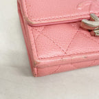 Chanel Trifold Wallet Quilted Half Coco Caviar Leather Pink Silver — view 6