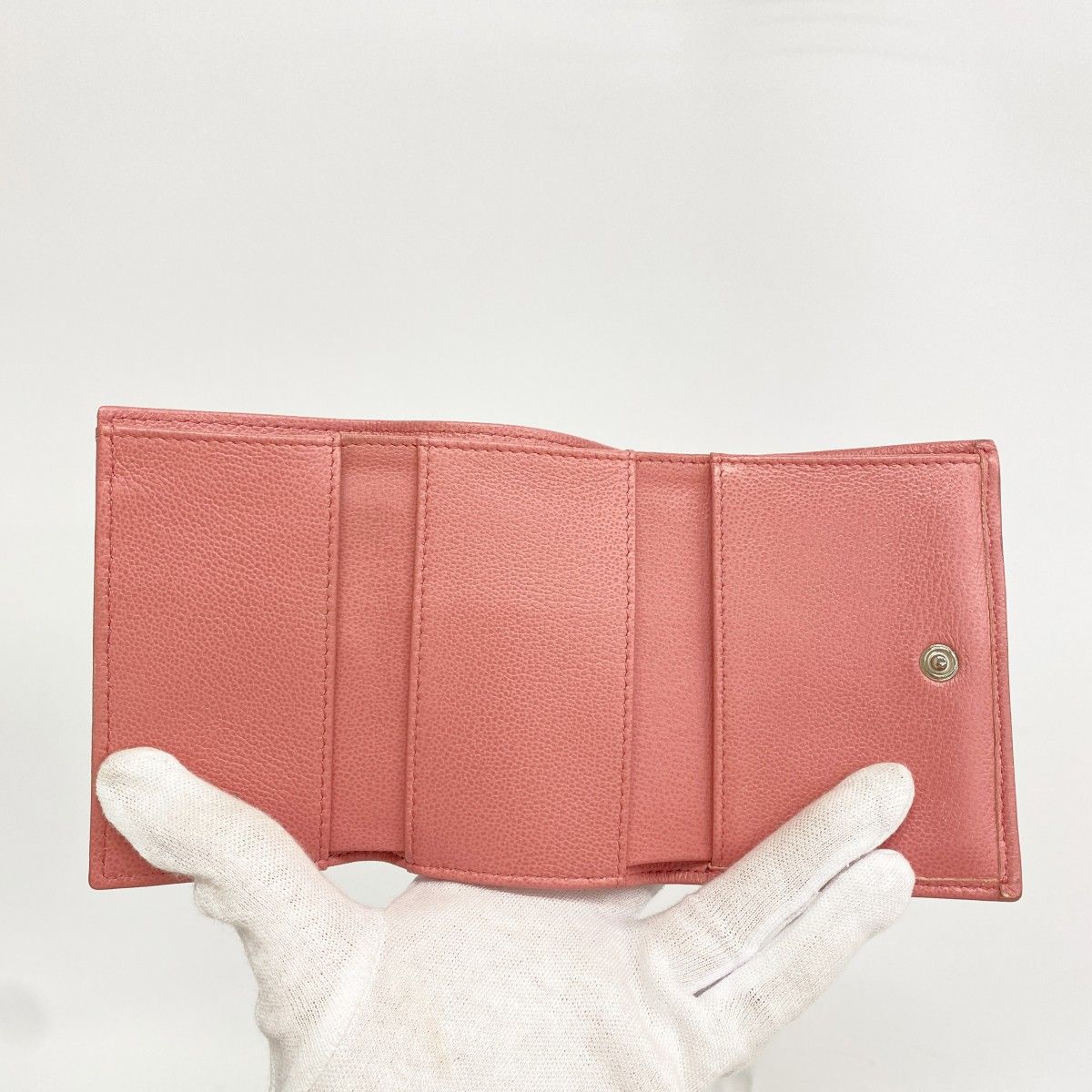 Chanel Trifold Wallet Quilted Half Coco Caviar Leather Pink Silver — view 3