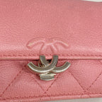 Chanel Trifold Wallet Quilted Half Coco Caviar Leather Pink Silver — view 7