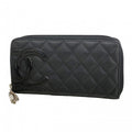 Chanel Wallet Cambon Lambskin Patent Black Silver