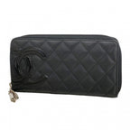 Chanel Wallet Cambon Lambskin Patent Black Silver