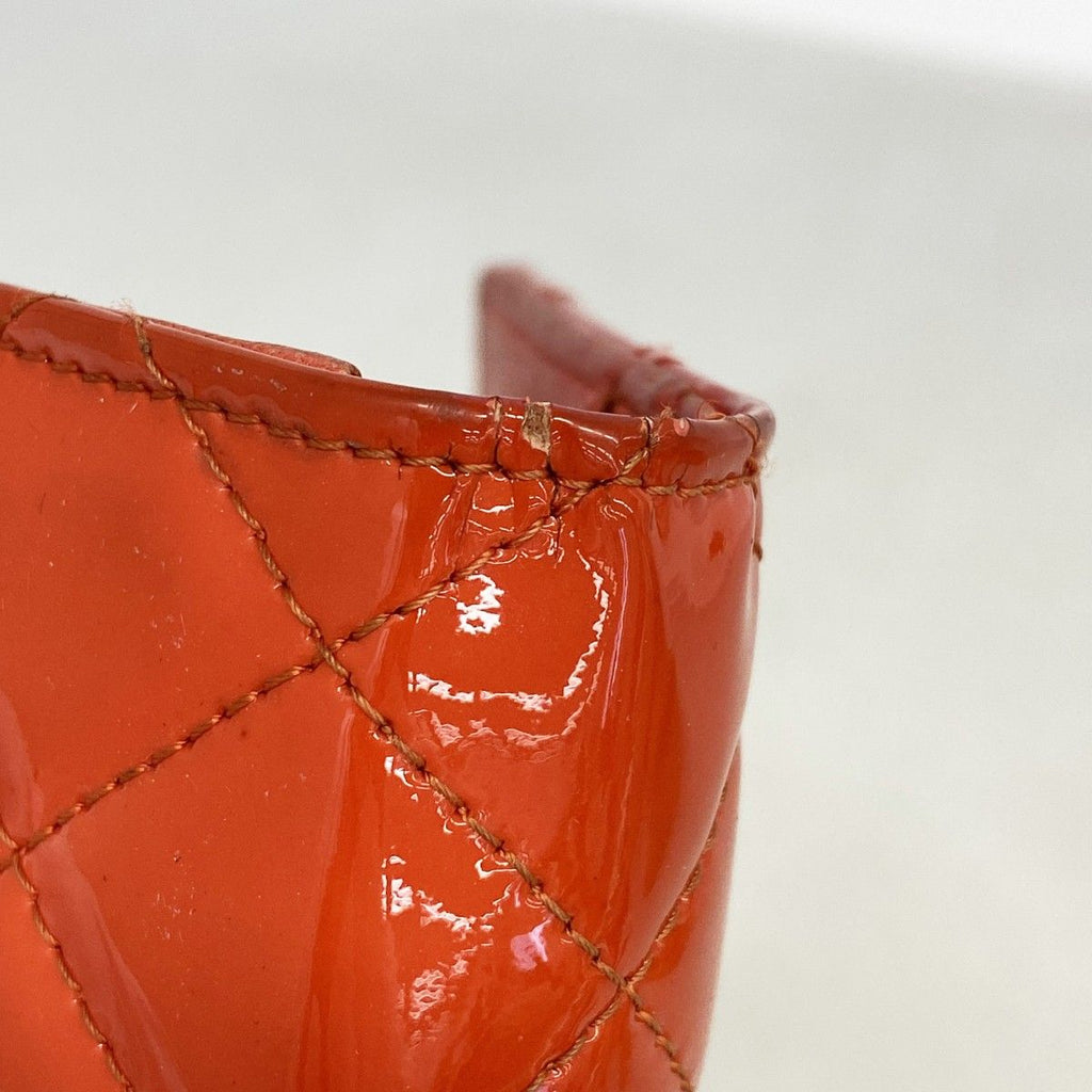 Chanel Wallet 2.55 Quilted Patent Leather Orange Silver — view 5
