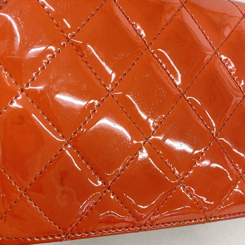 Chanel Wallet 2.55 Quilted Patent Leather Orange Silver — view 8