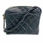 Chanel Shoulder Bag Quilted Lambskin Black Gold