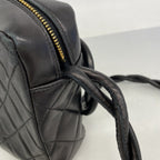 Chanel Shoulder Bag Quilted Lambskin Black Gold — view 9