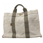Hermes Tote New Fourre Tout MM Canvas Gray Silver