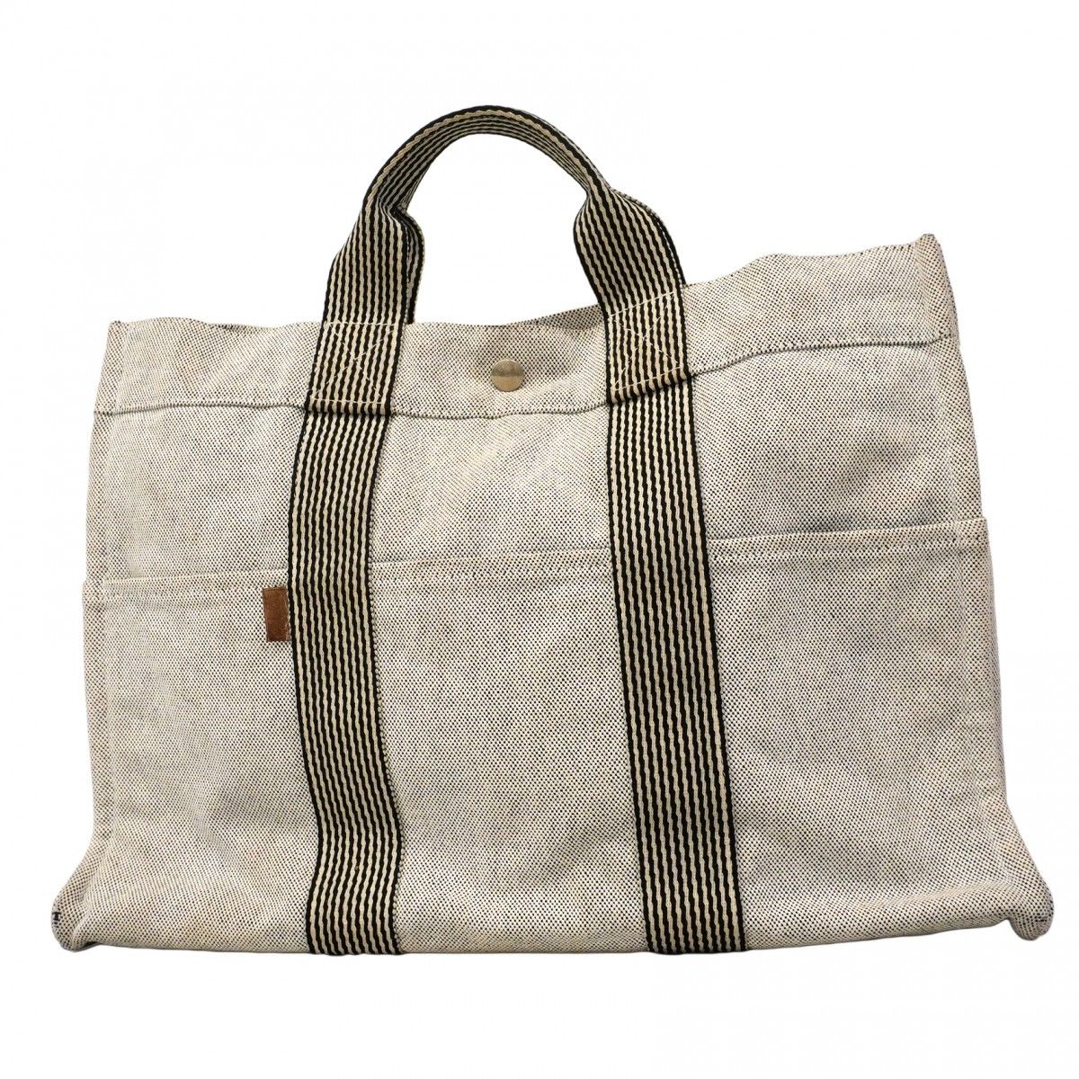 Hermes Tote New Fourre Tout MM Canvas Gray Silver