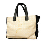 Chanel Tote New Travel Nylon White Black Silver