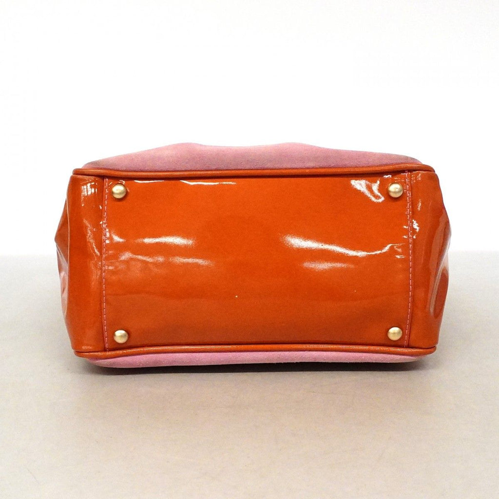 Chanel Tote Camellia Suede Patent Pink Orange Champagne Gold — view 3