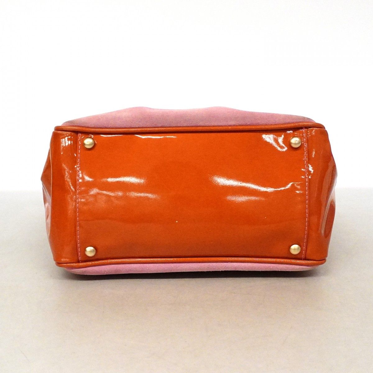 Chanel Tote Camellia Suede Patent Pink Orange Champagne Gold — view 3