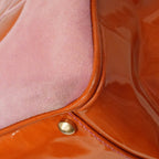 Chanel Tote Camellia Suede Patent Pink Orange Champagne Gold — view 6