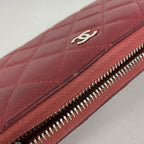 Chanel Wallet Quilted Caviar Leather Red Silver — view 7