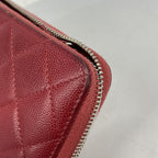 Chanel Wallet Quilted Caviar Leather Red Silver — view 5