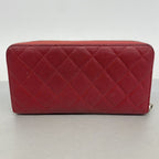 Chanel Wallet Quilted Caviar Leather Red Silver — view 8
