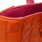 Chanel Tote Choco Bar Patent Leather Pink Orange Champagne Gold — view 7