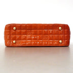 Chanel Tote Choco Bar Patent Leather Pink Orange Champagne Gold — view 3