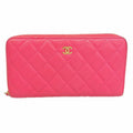 Chanel Wallet Quilted Caviar Leather Pink Gold