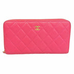 Chanel Wallet Quilted Caviar Leather Pink Gold