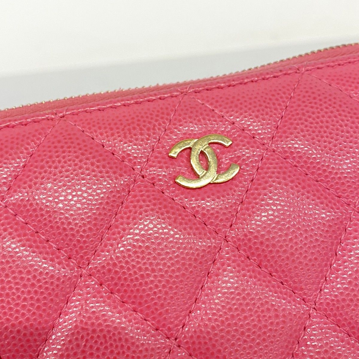 Chanel Wallet Quilted Caviar Leather Pink Gold — view 8