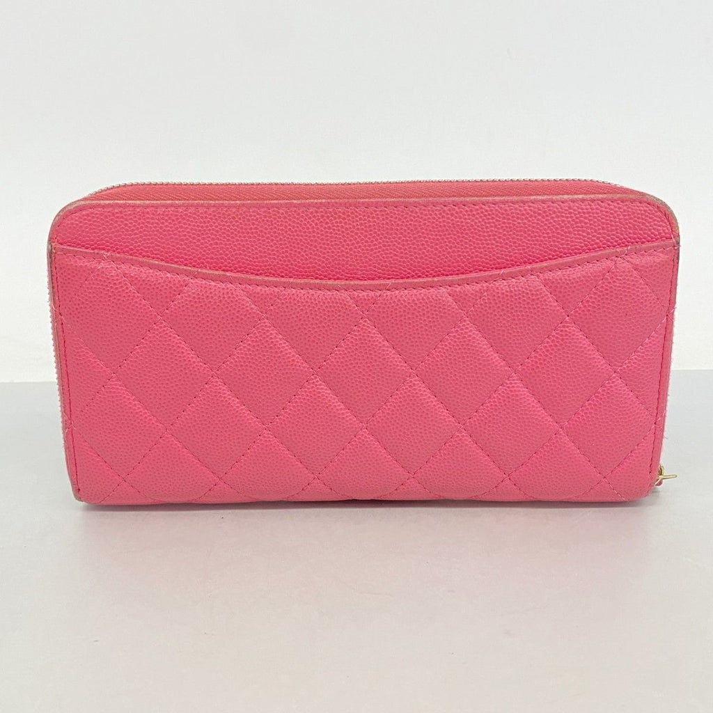 Chanel Wallet Quilted Caviar Leather Pink Gold — view 9