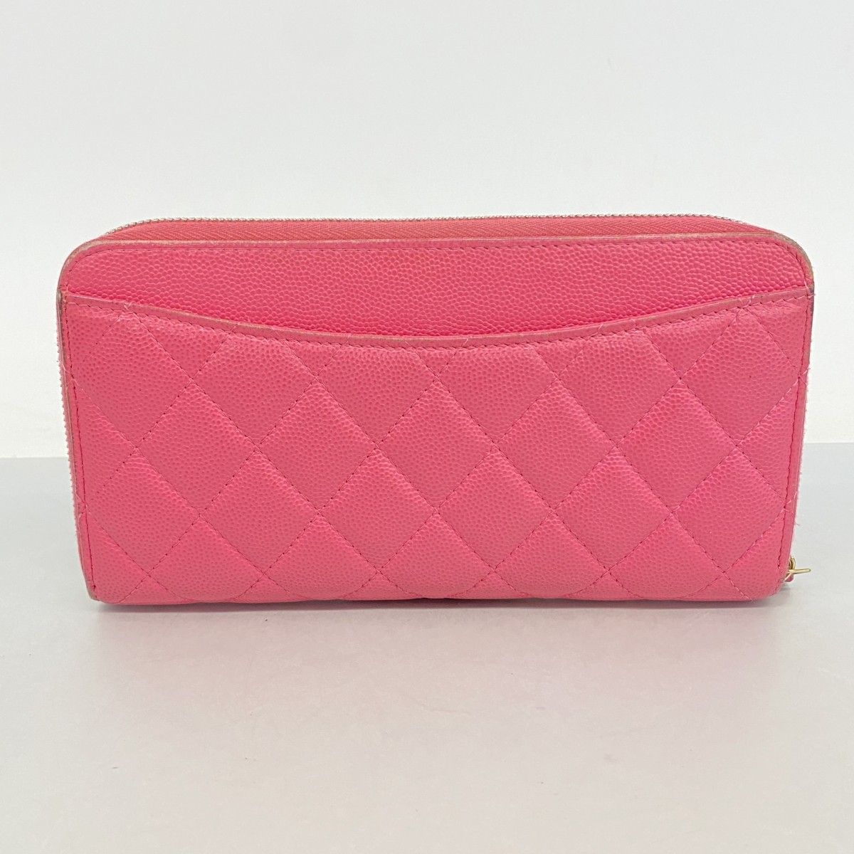 Chanel Wallet Quilted Caviar Leather Pink Gold — view 9