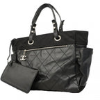 Chanel Tote Paris Biarritz Canvas Black Silver