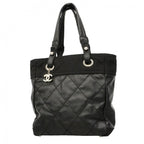 Chanel Tote Paris Biarritz Canvas Black Silver